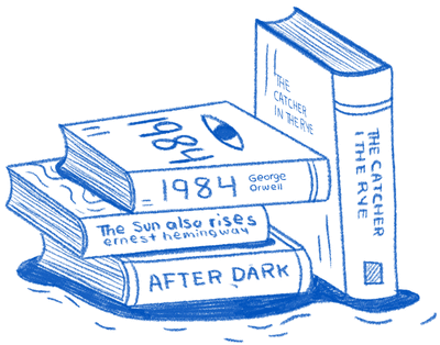 Illustration of a pile of books