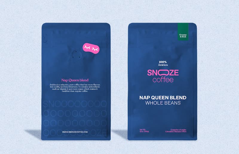 Snooze coffee packaging